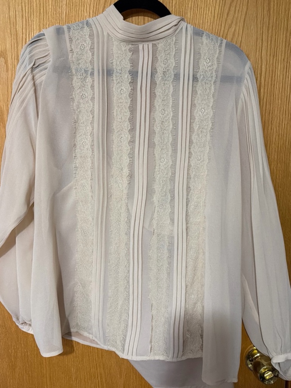 Banana Republic Cream Lace-Trim High-Neck Blouse